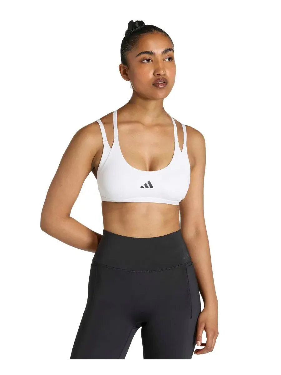 Женский спортивный топ для тренировок Optime Workout Strappy Light Support adidas — изображение 1 из 4, белый
