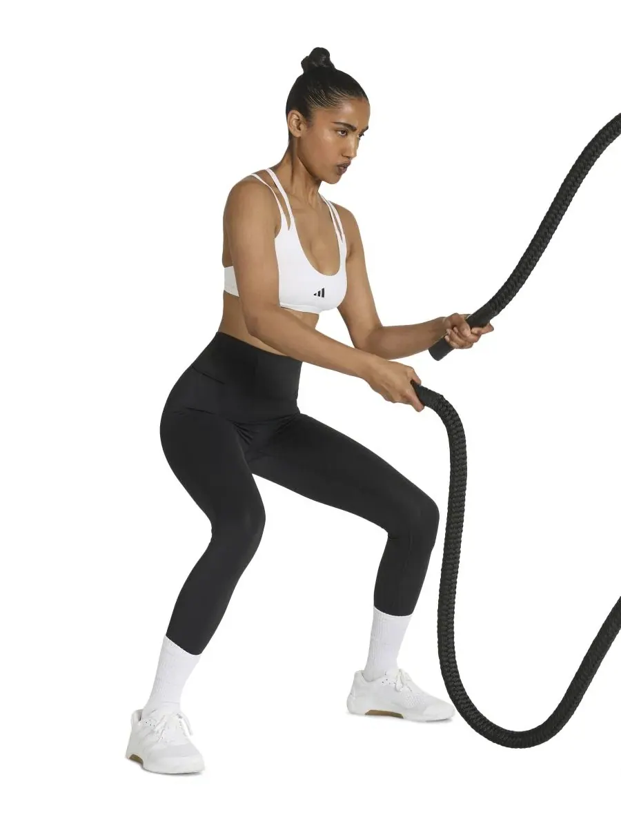Женский спортивный топ для тренировок Optime Workout Strappy Light Support adidas — изображение 4 из 4, белый