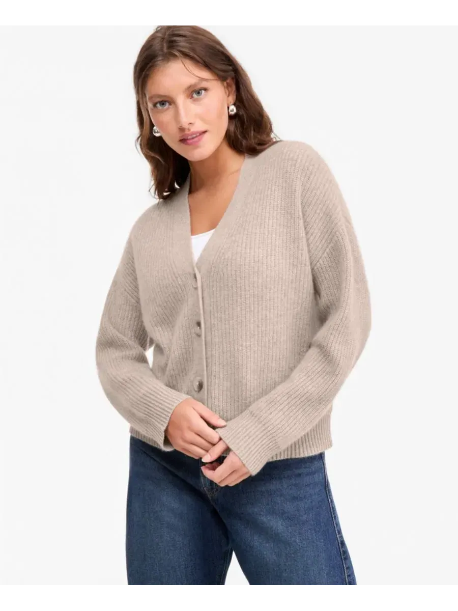 Кардиган с V-образным вырезом, 100% кашемир, Shaker Stitch Charter Club — изображение 1 из 6, серый