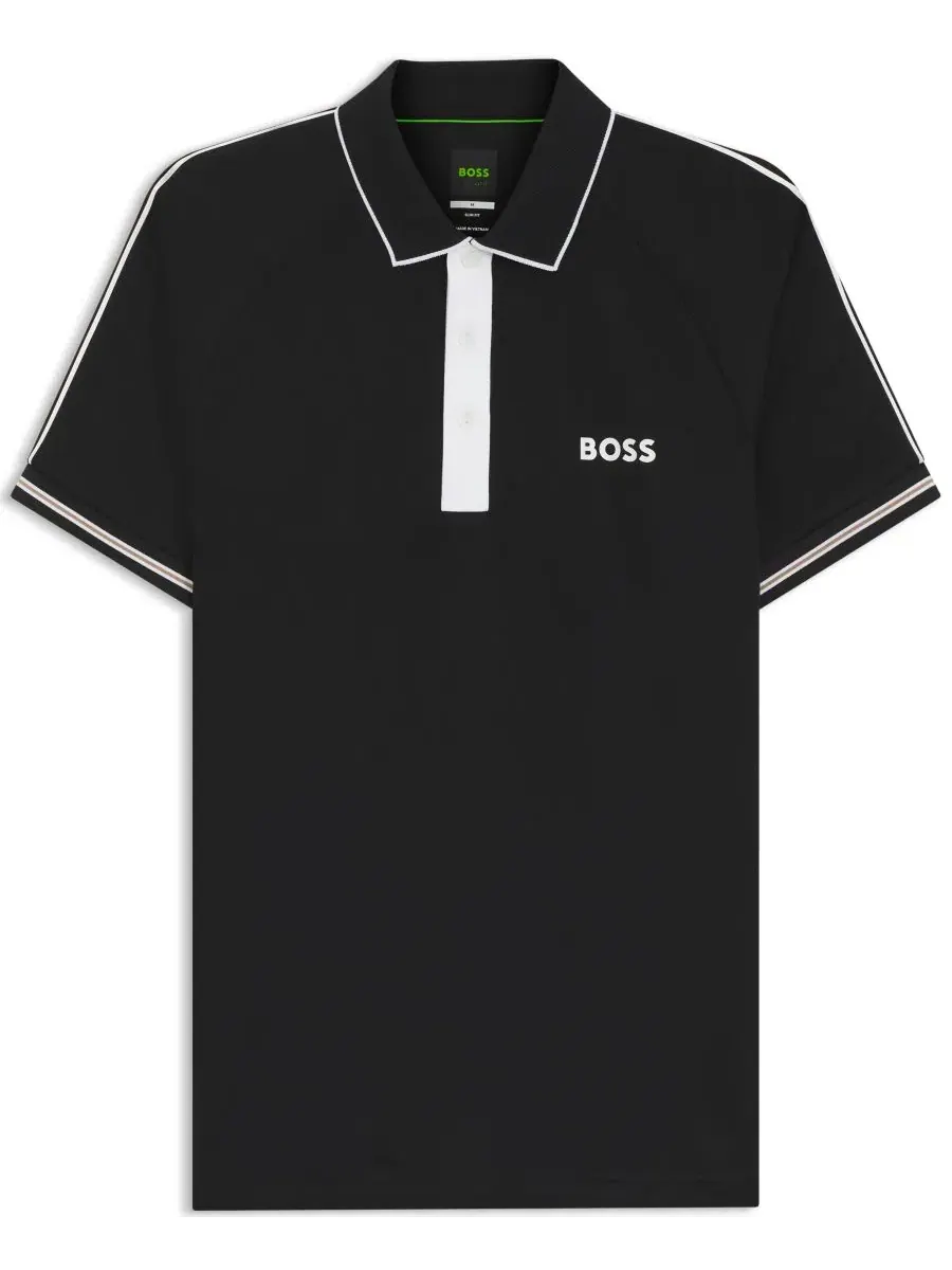 Поло с коротким рукавом, с контрастной отделкой Hugo Boss — изображение 2 из 5, черный