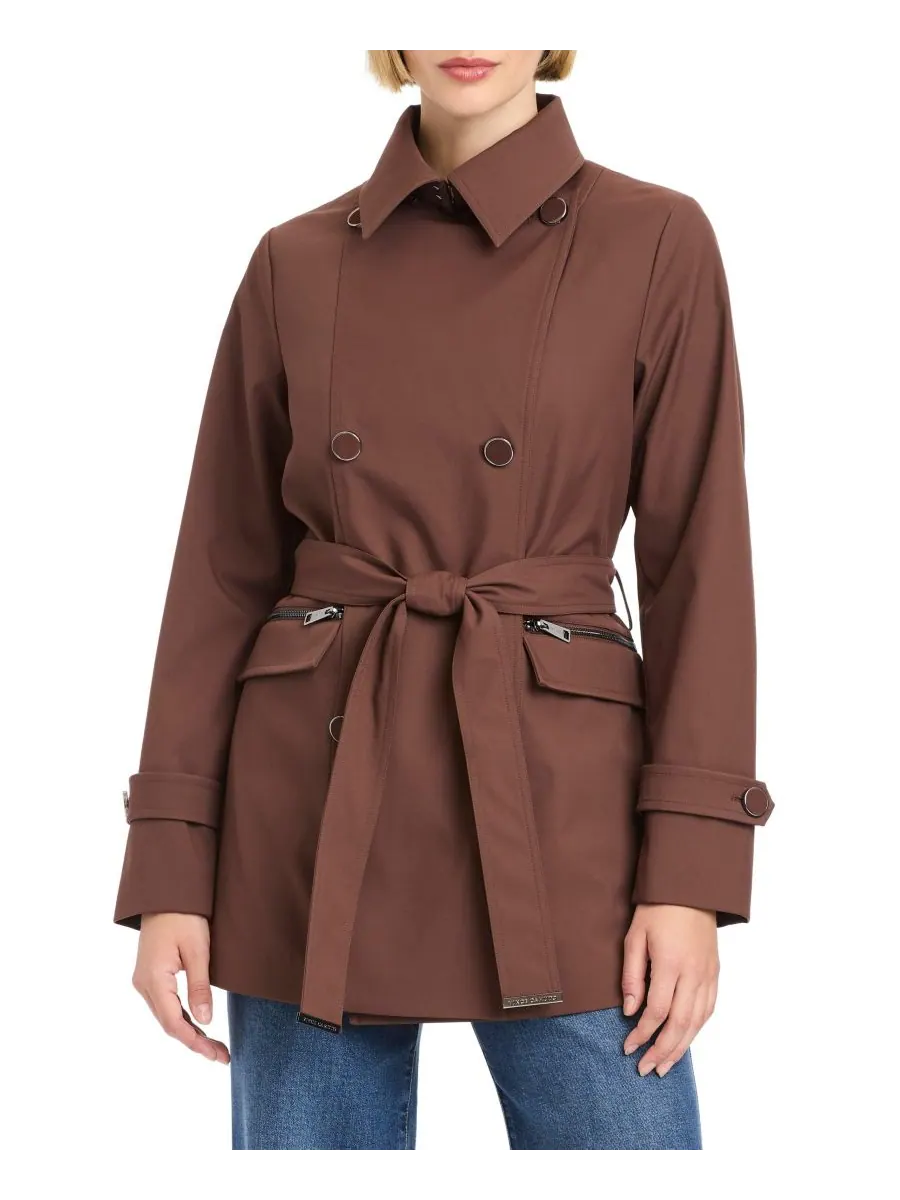 Женский двубортный тренч с поясом Vince Camuto — изображение 3 из 8, кофе