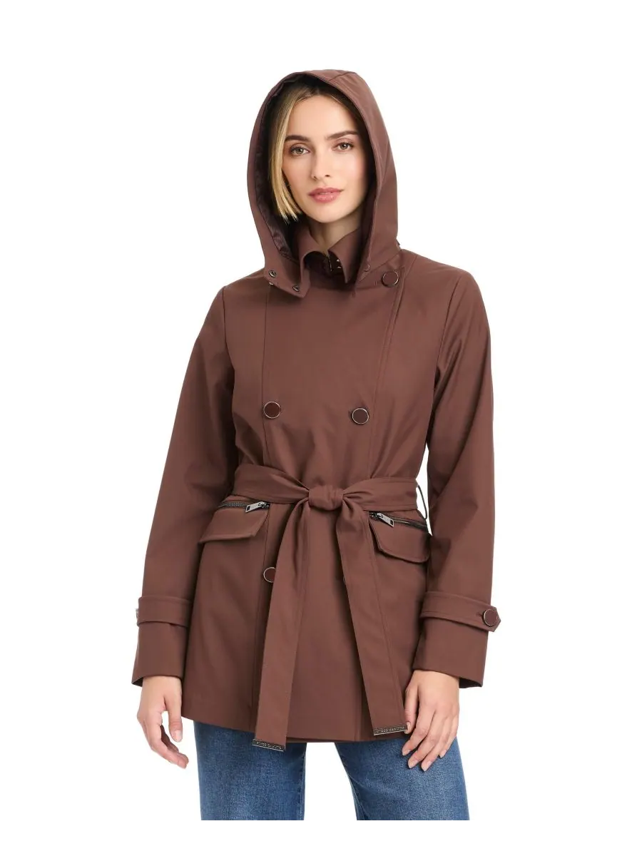 Женский двубортный тренч с поясом Vince Camuto — изображение 4 из 8, кофе