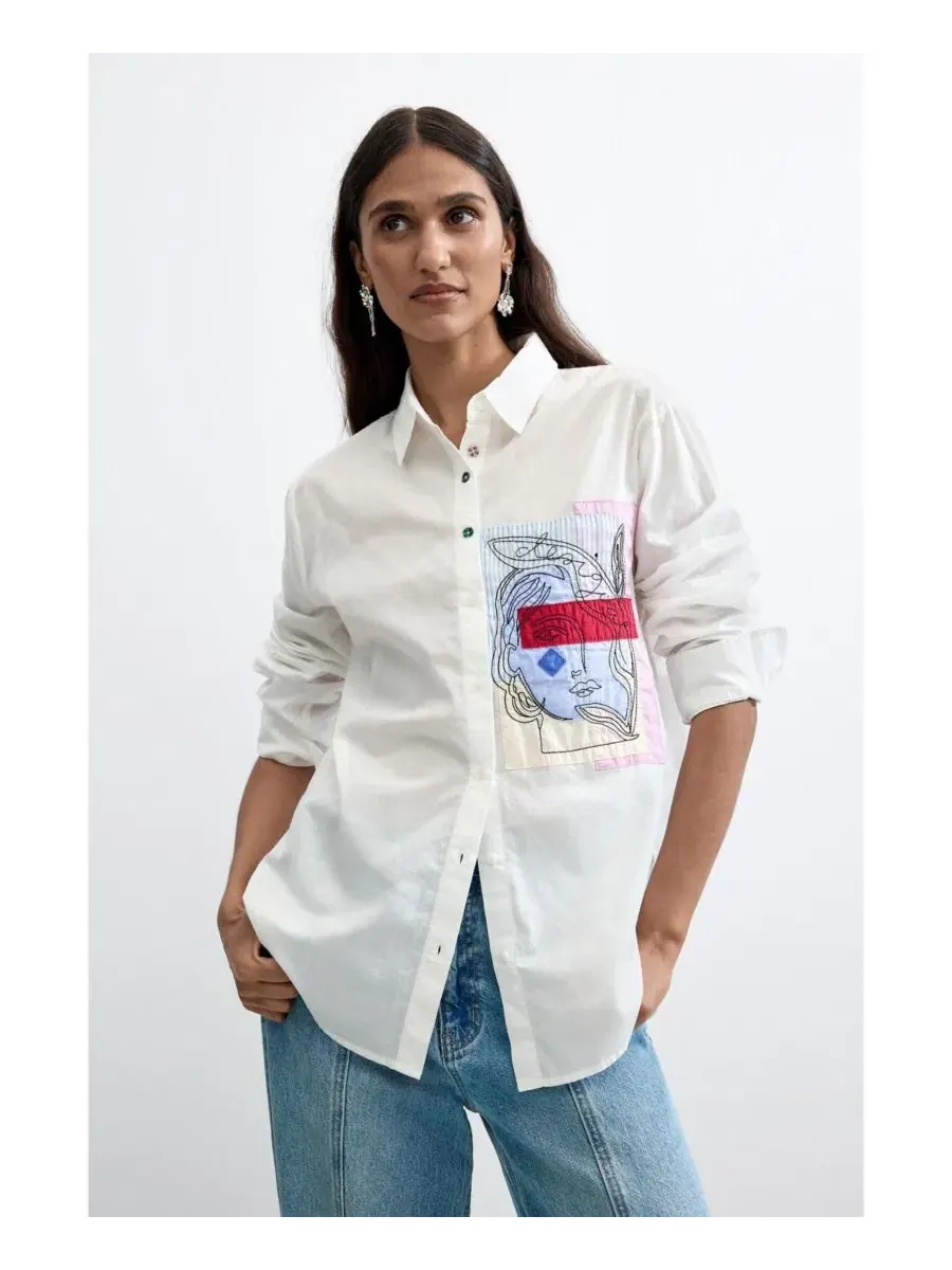Женская рубашка с принтом, модель Printed Pocket Shirt Desigual