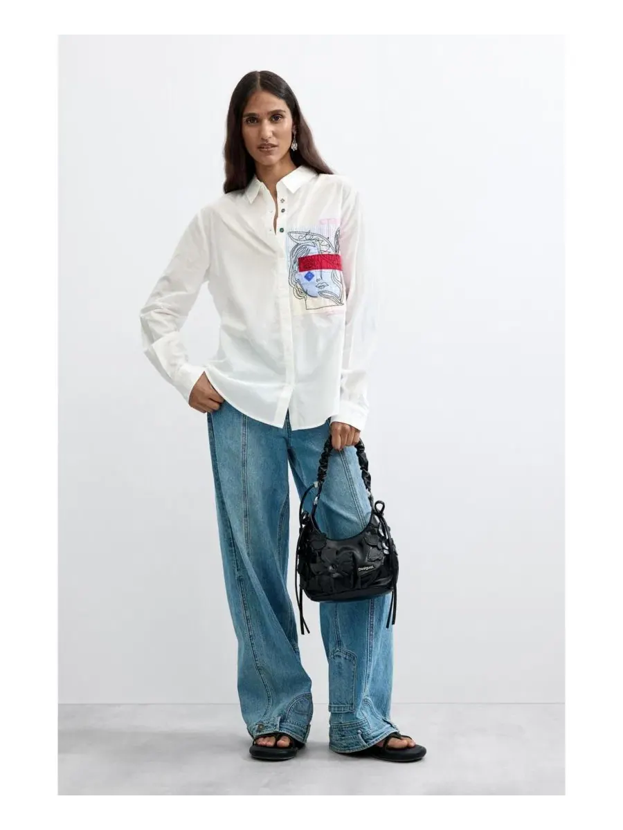 Женская рубашка с принтом, модель Printed Pocket Shirt Desigual — изображение 2 из 5, белый
