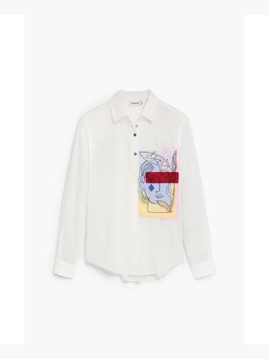 Женская рубашка с принтом, модель Printed Pocket Shirt Desigual — изображение 5 из 5, белый