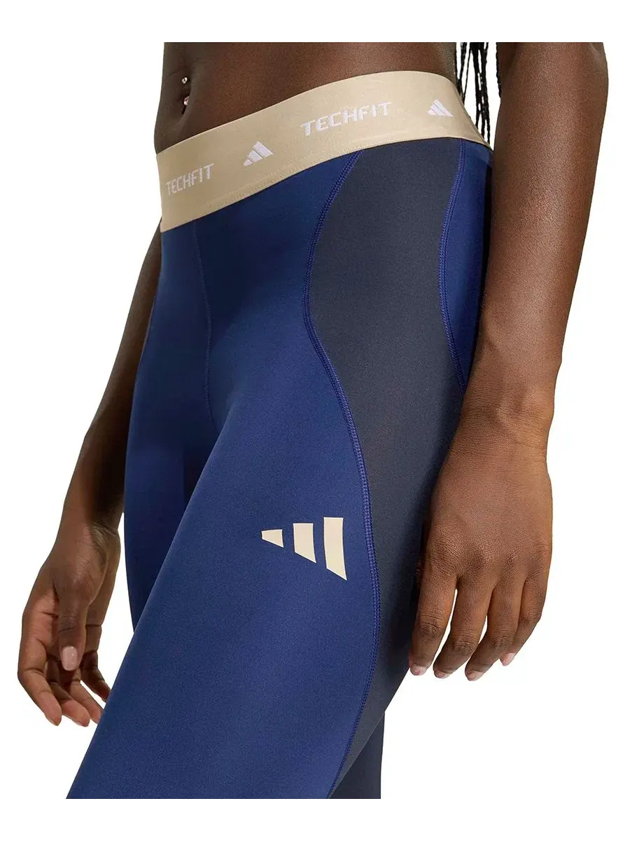 Леггинсы с принтом, 7/8, с высокой талией, Tech Fit adidas — изображение 3 из 5, темный синий