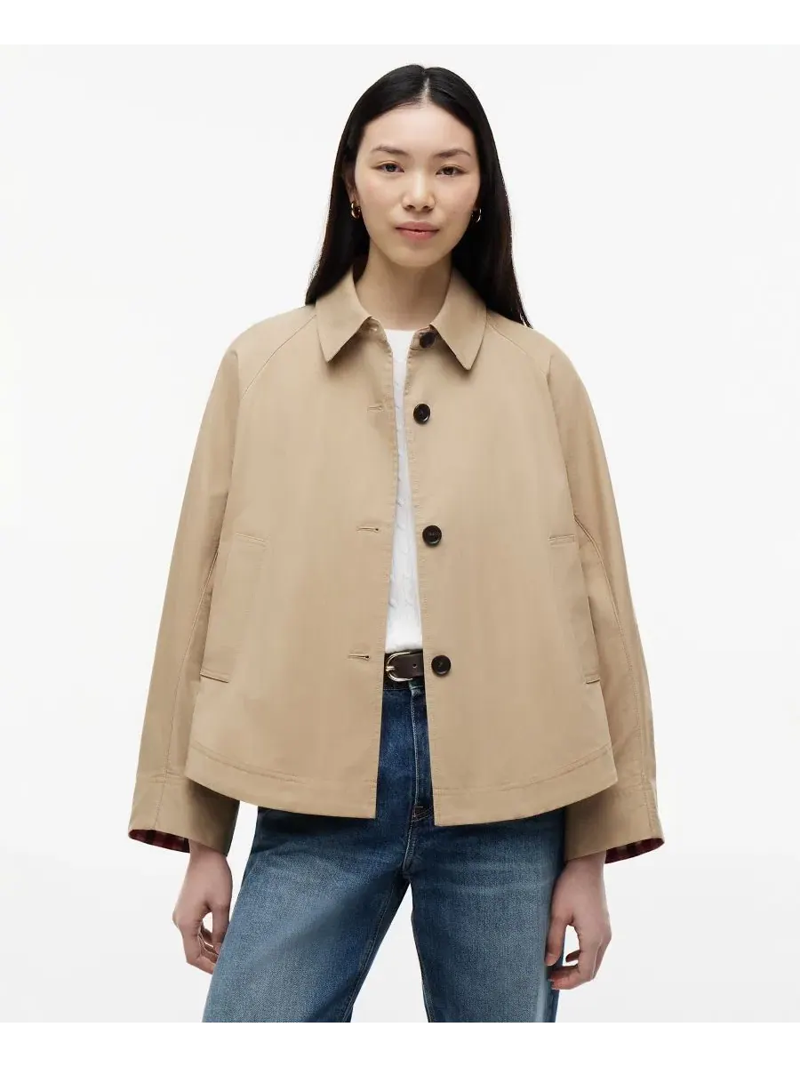 Женская куртка из хлопка с воротником-рубашкой и длинным рукавом Tommy Hilfiger