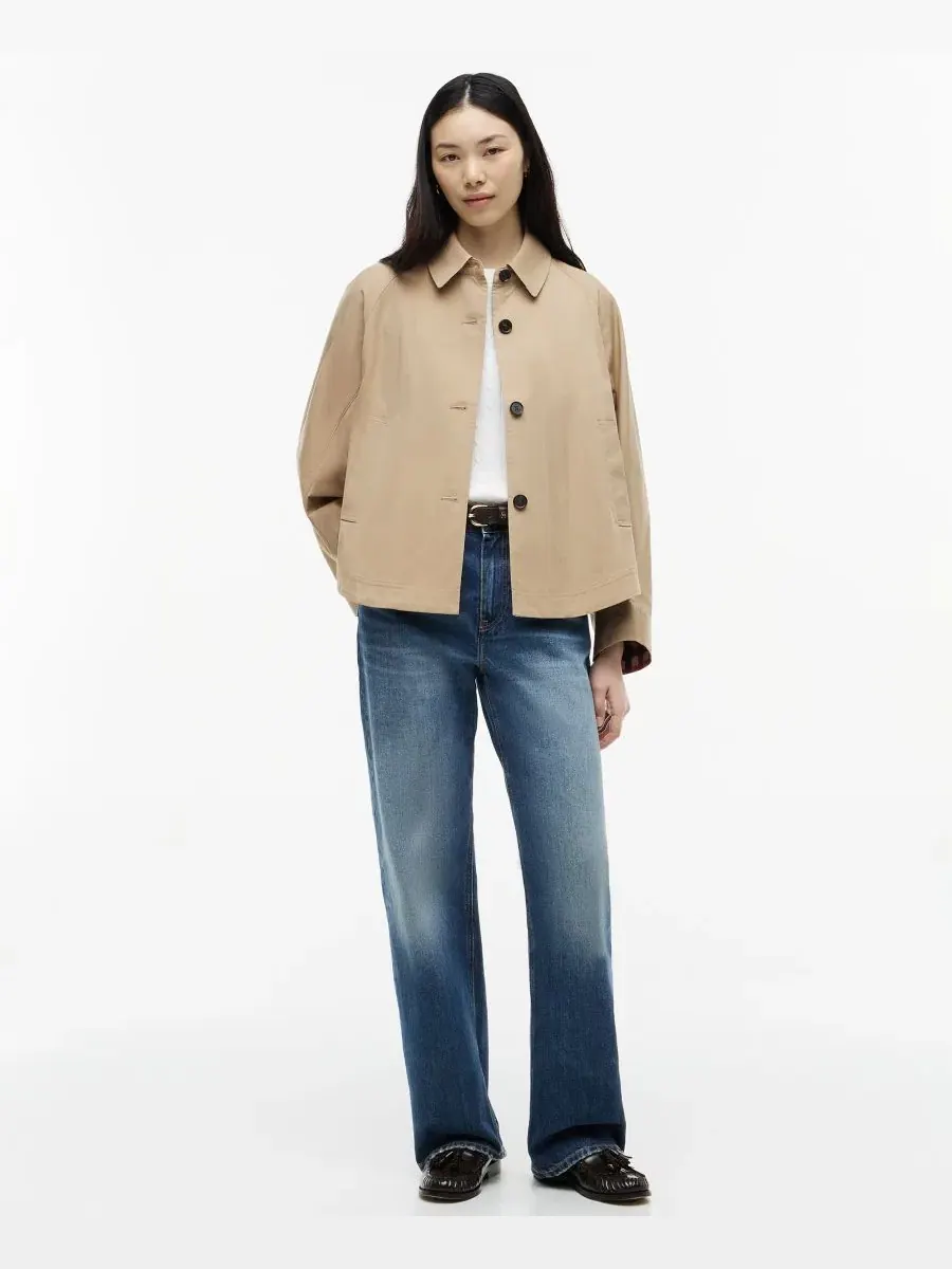 Женская куртка из хлопка с воротником-рубашкой и длинным рукавом Tommy Hilfiger — изображение 2 из 4, верблюжий