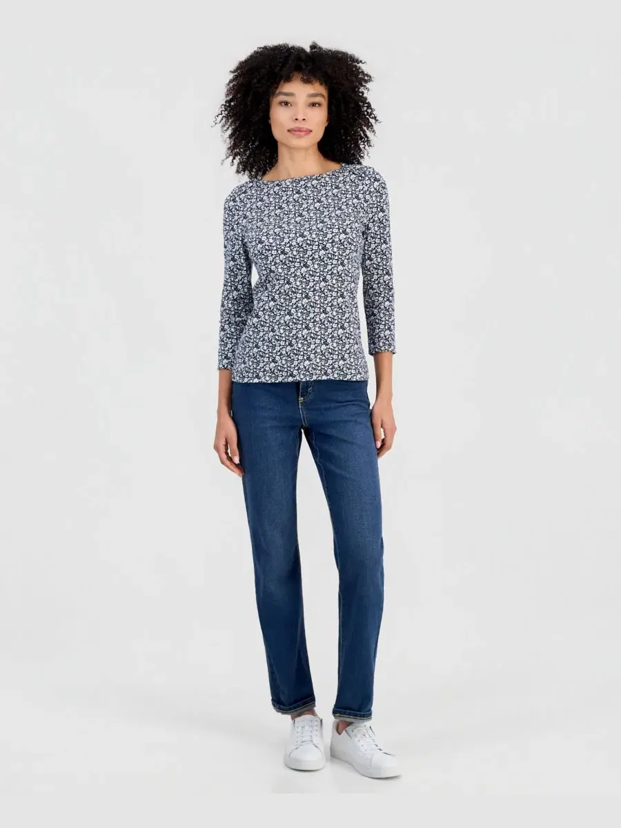 Блуза с лодочкой и рукавом 3/4 из хлопка Style & Co — изображение 4 из 4, синий