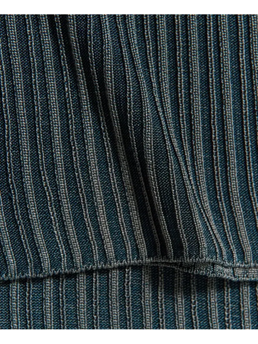 Брюки клеш с завязкой на талии, модель Bow Detail Ribbed Flared Pants MANGO — изображение 6 из 7, синий