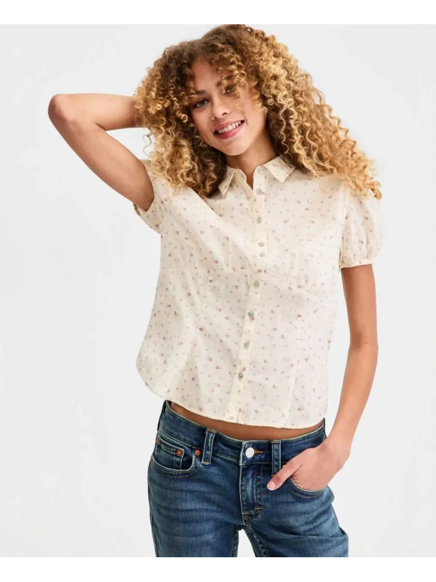 Женская хлопковая рубашка с пышными рукавами на пуговицах Lucky Brand