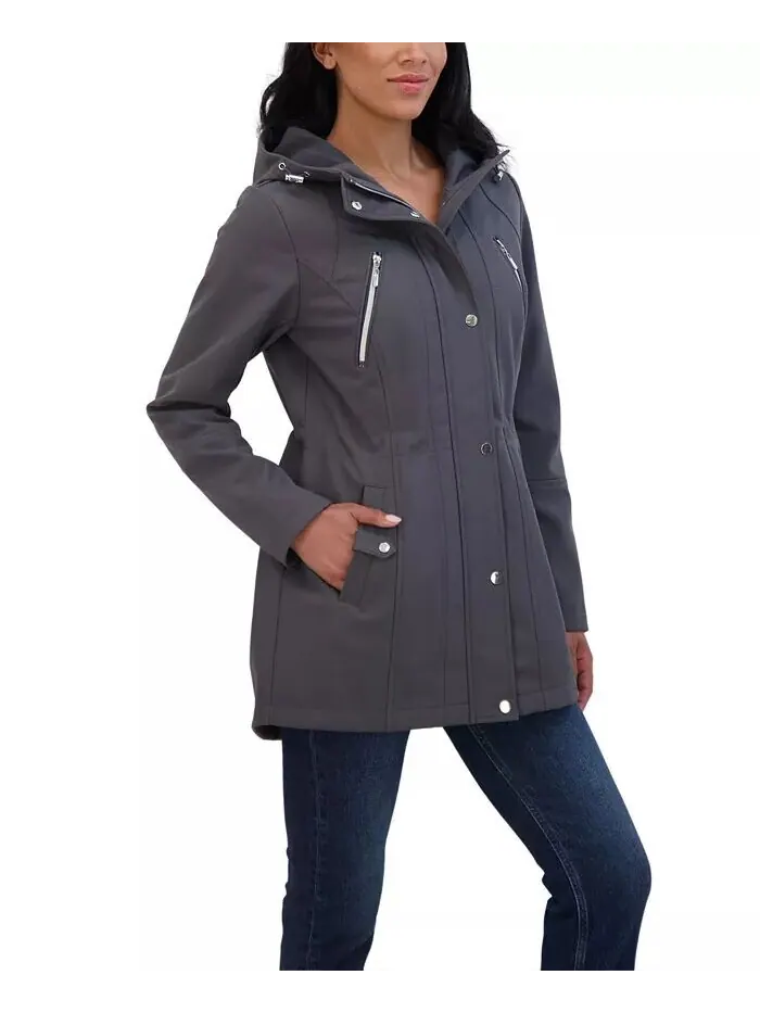 Женская куртка Soft Shell с капюшоном Sebby Collection — изображение 3 из 4, серый