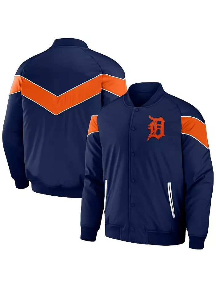 Мужская бейсбольная куртка Detroit Tigers с регланными рукавами и полной застежкой на кнопки