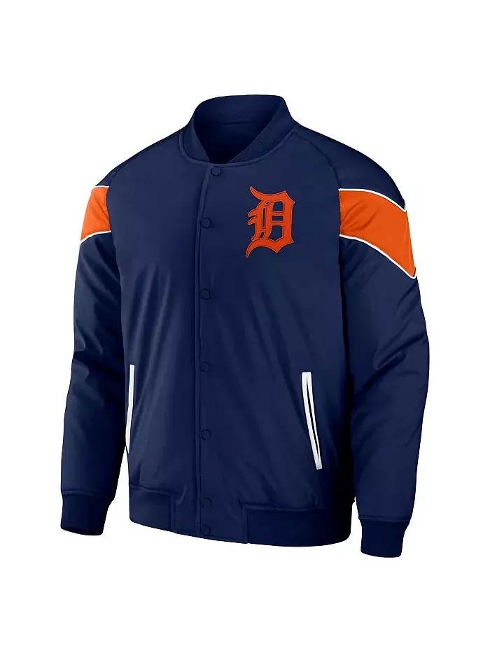 Мужская бейсбольная куртка Detroit Tigers с регланными рукавами и полной застежкой на кнопки — изображение 2 из 3, синий