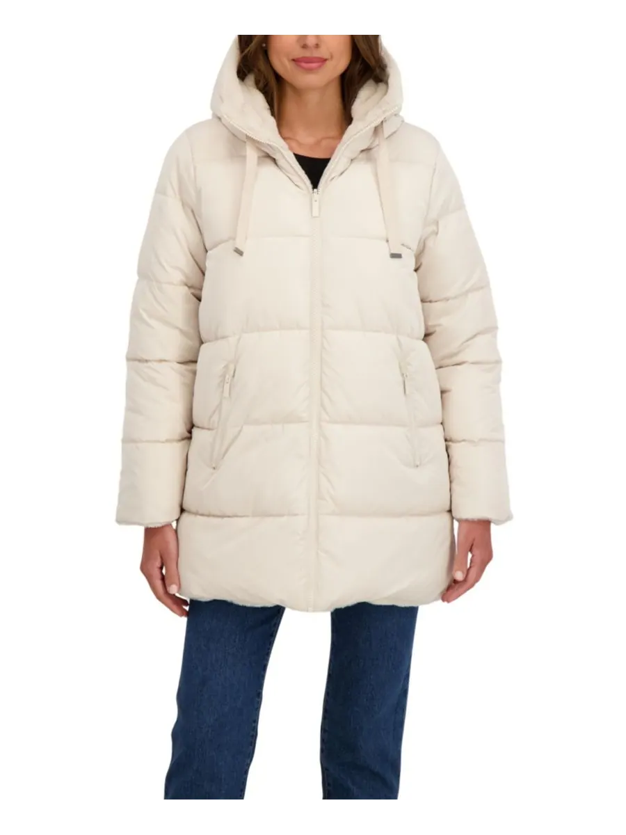 Женская двусторонняя пуховая куртка 3/4 Sebby Collection — изображение 1 из 5, бежевый