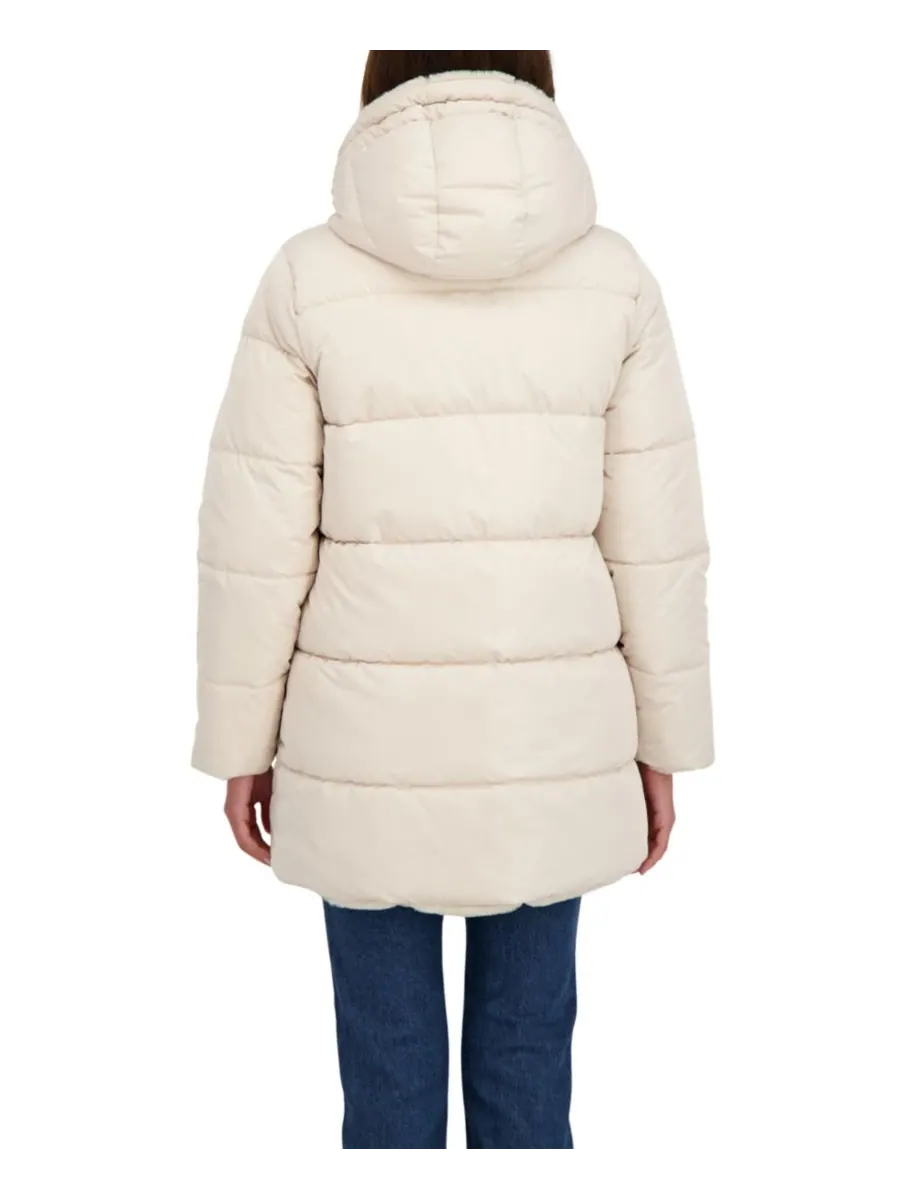 Женская двусторонняя пуховая куртка 3/4 Sebby Collection — изображение 2 из 5, бежевый
