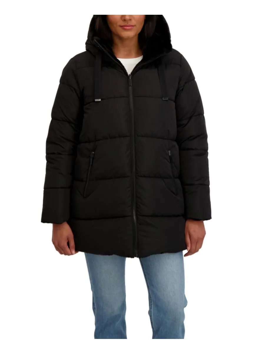 Женская двусторонняя пуховая куртка 3/4 Sebby Collection — изображение 1 из 5, черный