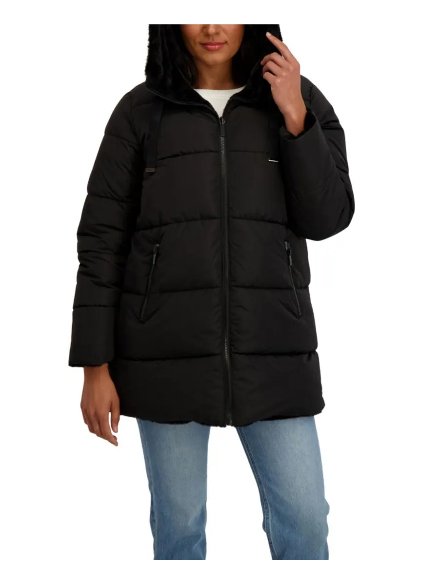 Женская двусторонняя пуховая куртка 3/4 Sebby Collection — изображение 5 из 5, черный