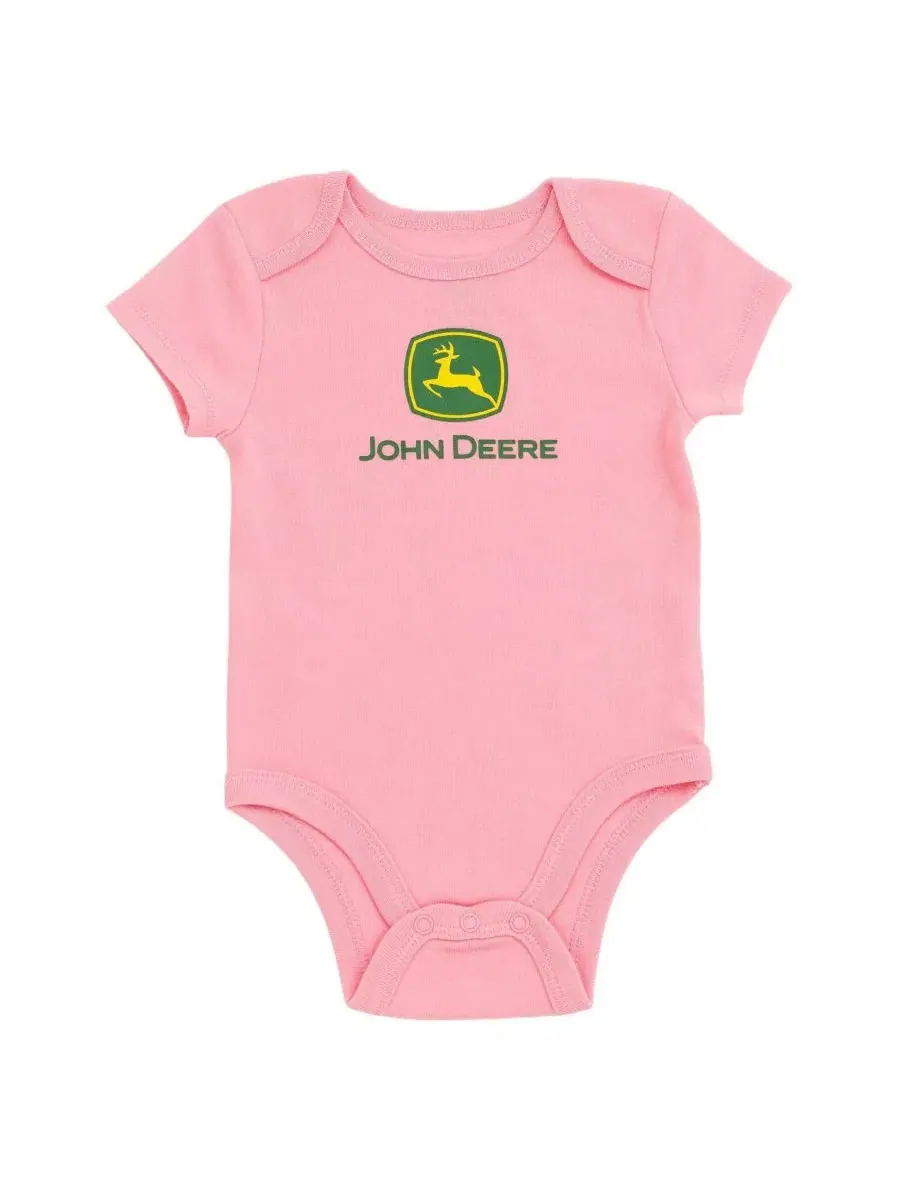 Комплект из 5 боди с коротким рукавом John Deere — изображение 3 из 3, розовый желтый белый