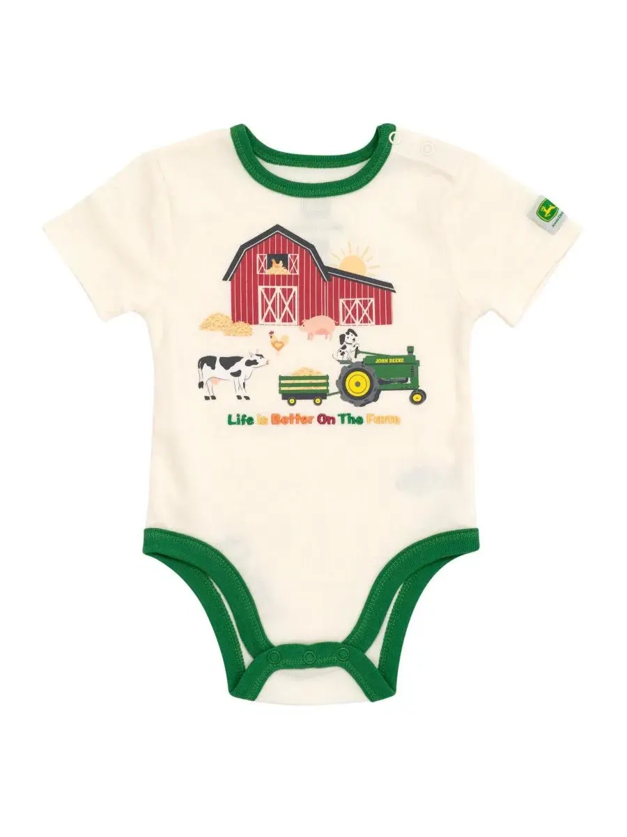 Комплект из 5 боди с коротким рукавом John Deere — изображение 3 из 3, зеленый оранжевый желтый