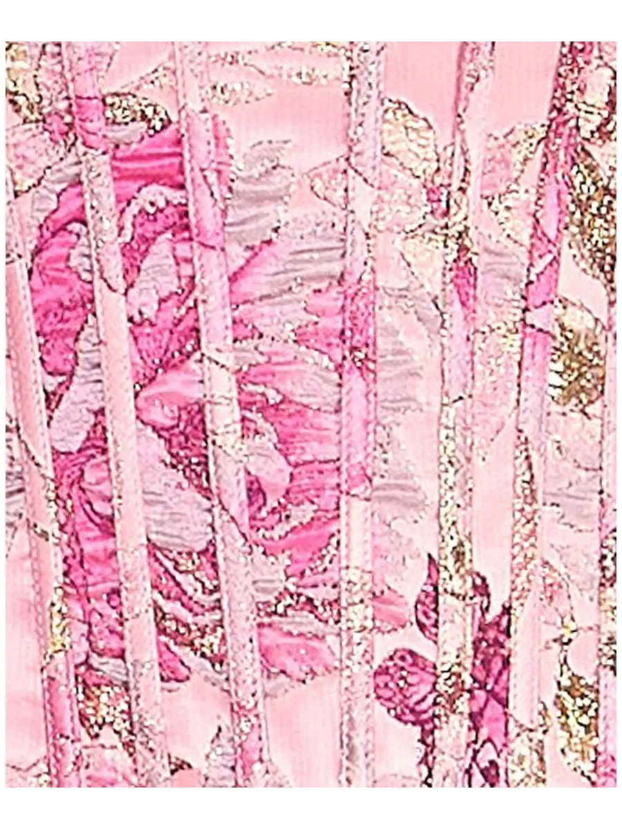 Платье-мини с корсетом и принтом Jacquard Alex & Sophia — изображение 5 из 5, розовый/золотистый