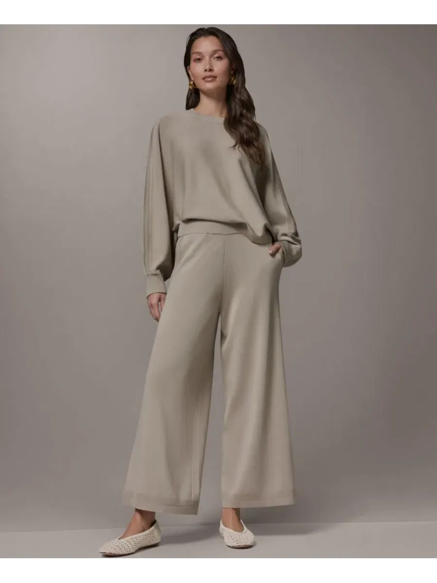 Штаны с широкой штаниной Milano Stitch Donna Karan Weekend — изображение 2 из 7, песчаник