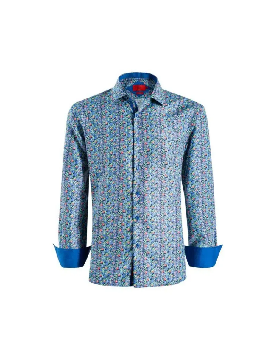 Мужская рубашка с принтом Paisley, Slim Fit, с длинным рукавом Elie Balleh — изображение 2 из 4, синий