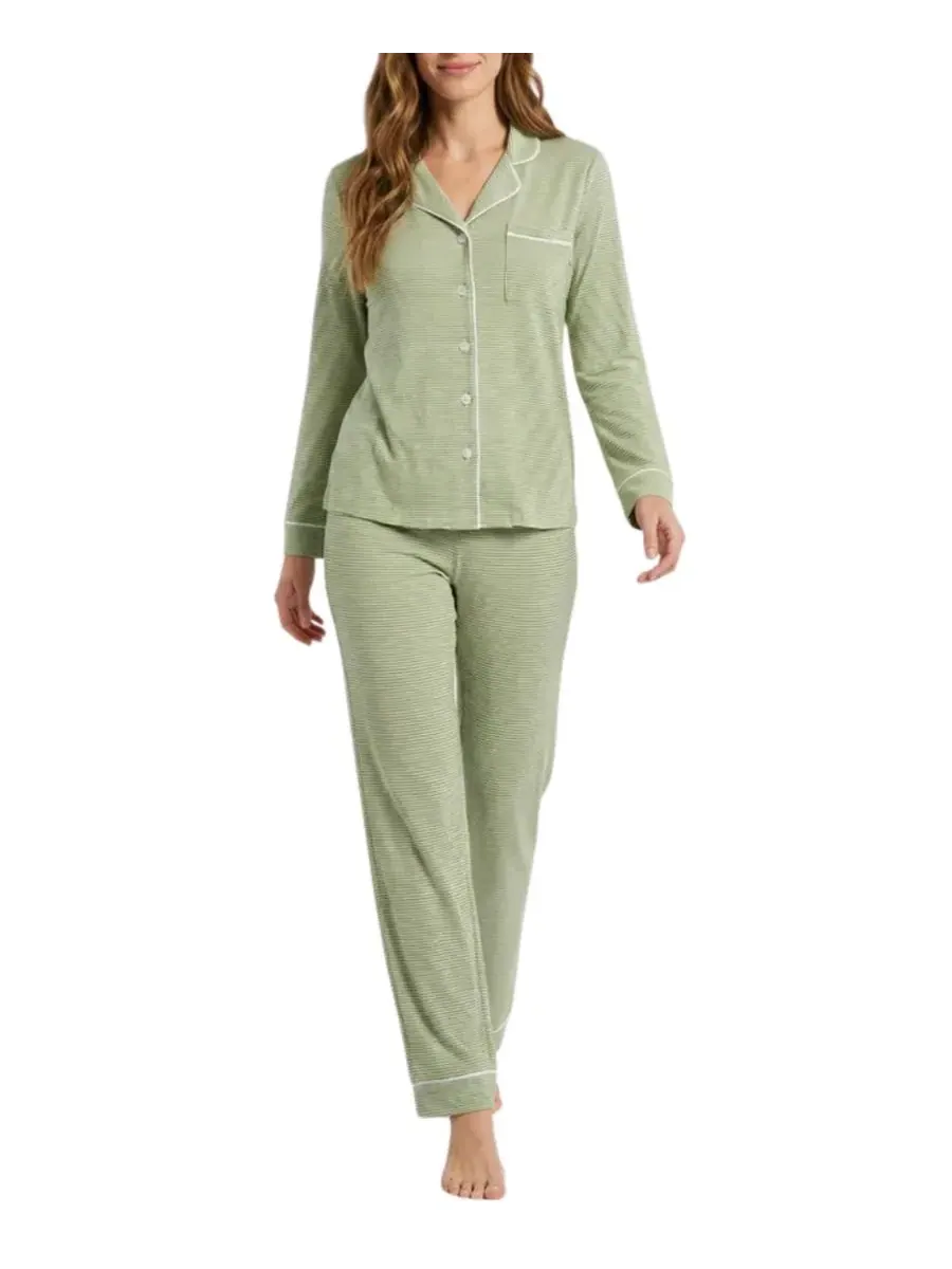 Пижамный комплект из бамбука с полосками, Evergreen Stripe Motette