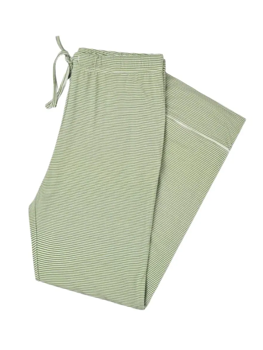 Пижамный комплект из бамбука с полосками, Evergreen Stripe Motette — изображение 4 из 5, зеленый белый