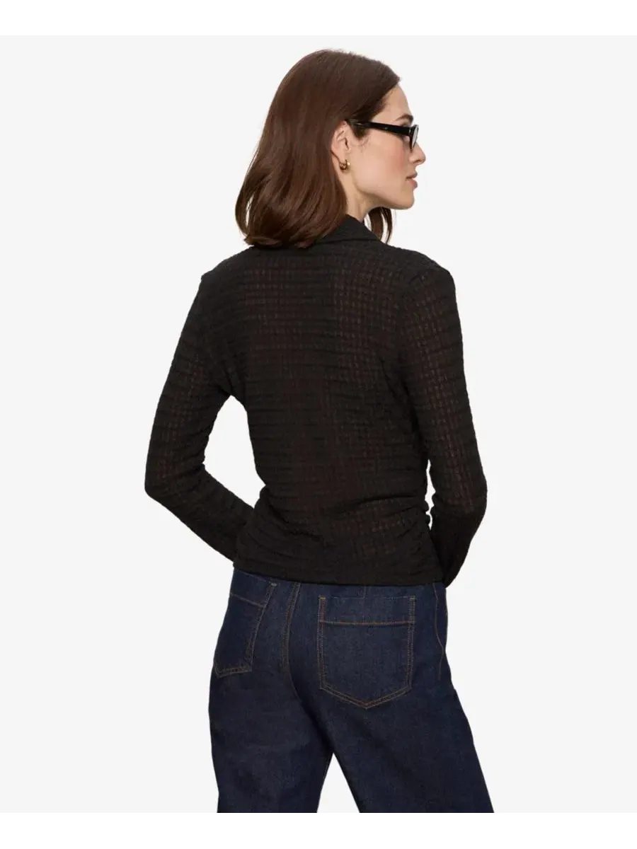 Рубашка с длинным рукавом и текстурной тканью Petite Juno Textured Button-Front Shirt Sanctuary — изображение 5 из 6, черный