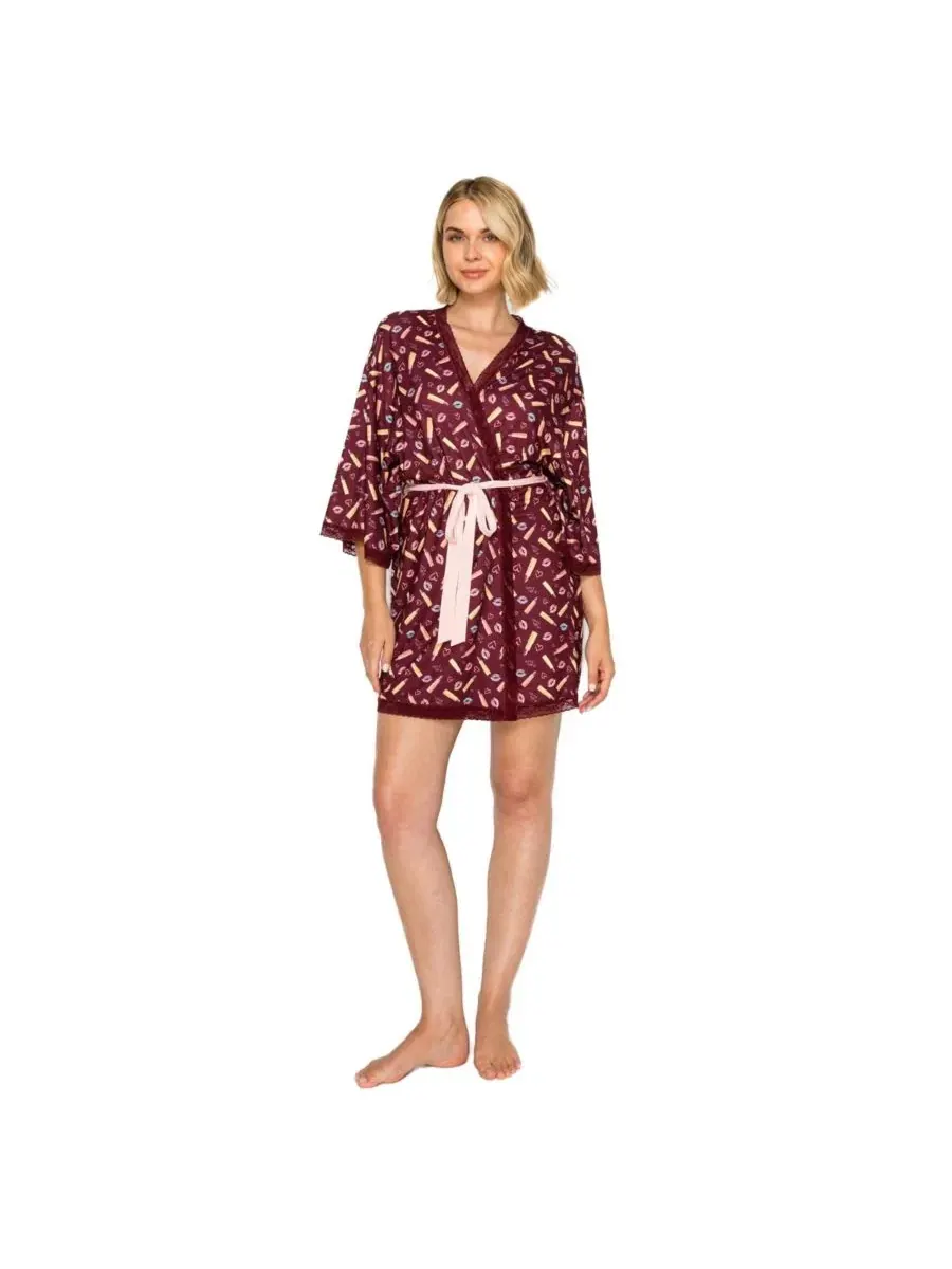 Женский халат на запах из трикотажа с поясом, модель Yummy Jersey Cozy Studio Badgley Mischka