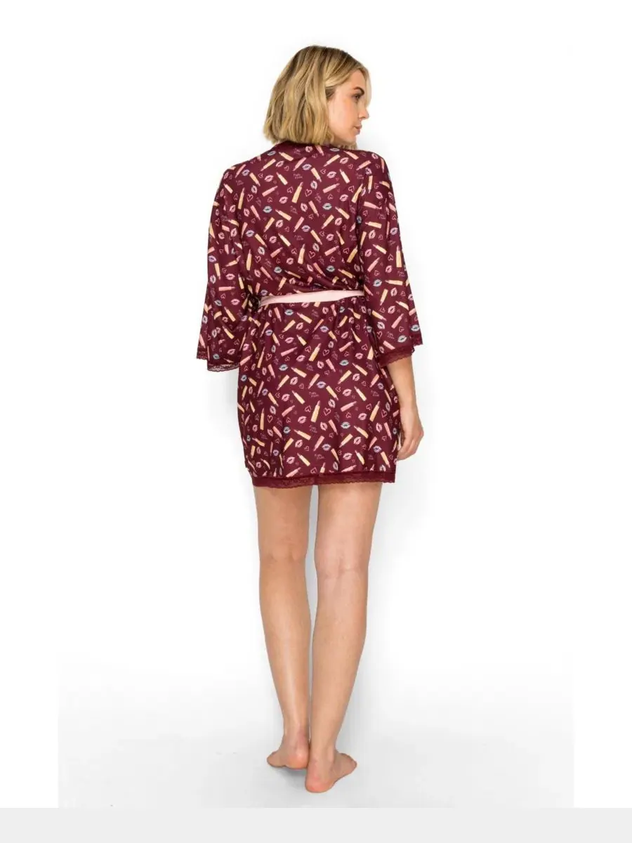 Женский халат на запах из трикотажа с поясом, модель Yummy Jersey Cozy Studio Badgley Mischka — изображение 3 из 5