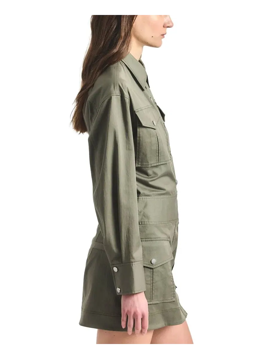 Платье мини с длинным рукавом Brady Utility Derek Lam 10 Crosby — изображение 2 из 4, оливковый