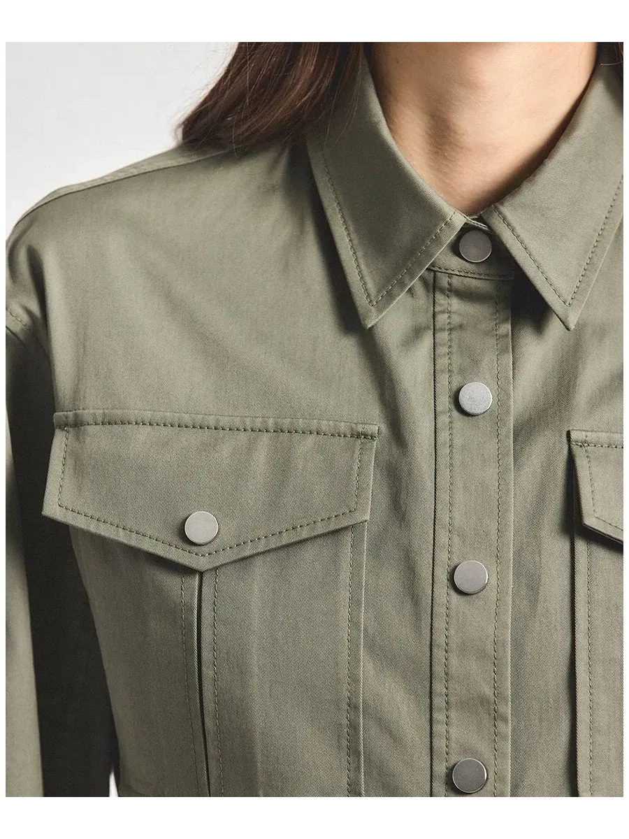 Платье мини с длинным рукавом Brady Utility Derek Lam 10 Crosby — изображение 3 из 4, оливковый