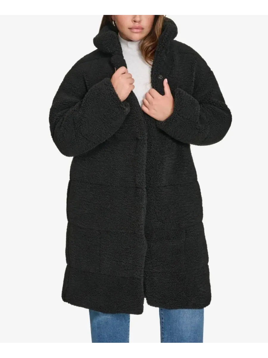 Пальто-кокон с воротником-стойкой, длинным рукавом, стеганым дизайном Levi's — изображение 2 из 5, черный