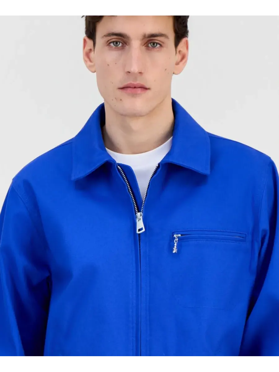 Мужская куртка на молнии из хлопковой смеси Hugo Boss — изображение 3 из 4, синий