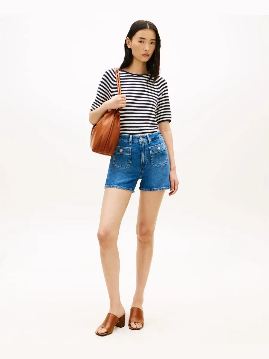 Женские джинсовые шорты с накладными карманами Tommy Hilfiger — изображение 2 из 4, синий