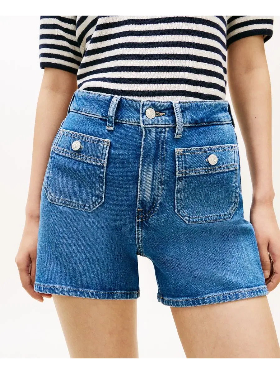 Женские джинсовые шорты с накладными карманами Tommy Hilfiger — изображение 3 из 4, синий