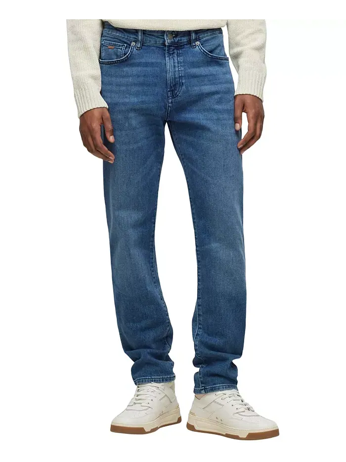 Мужские джинсы Mid-Blue Comfort-Stretch Regular-Fit Hugo Boss