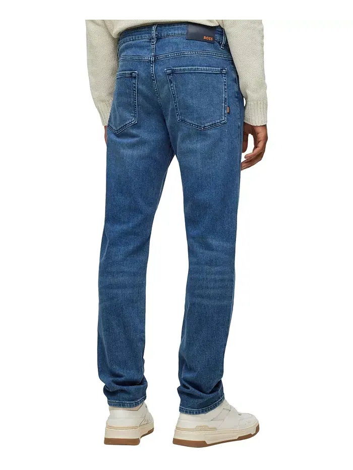 Мужские джинсы Mid-Blue Comfort-Stretch Regular-Fit Hugo Boss — изображение 3 из 4, синий