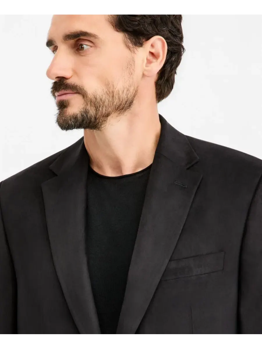Мужской пиджак классического кроя из искусственной замши Classic-Fit Faux Suede Michael Kors — изображение 3 из 4, черный