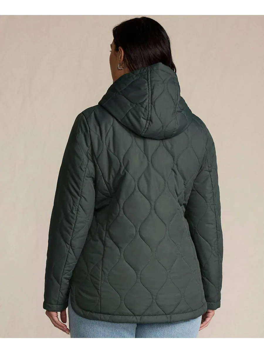 Утепленная стеганая куртка FeatherFree больших размеров Lands' End, Evening forest — изображение 4 из 4