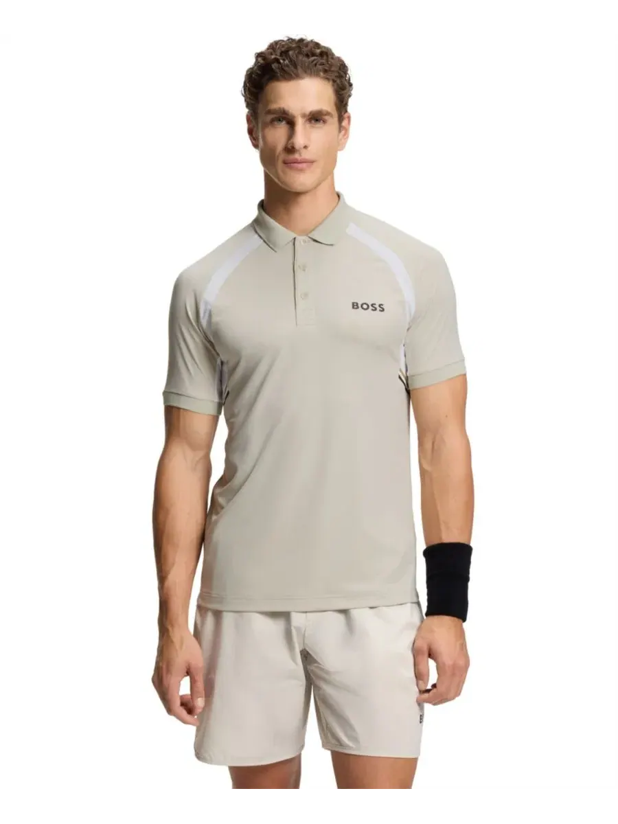 Поло с коротким рукавом, с логотипом, из влагоотводящей ткани с 4-way стретч, Slim Fit, BOSS by