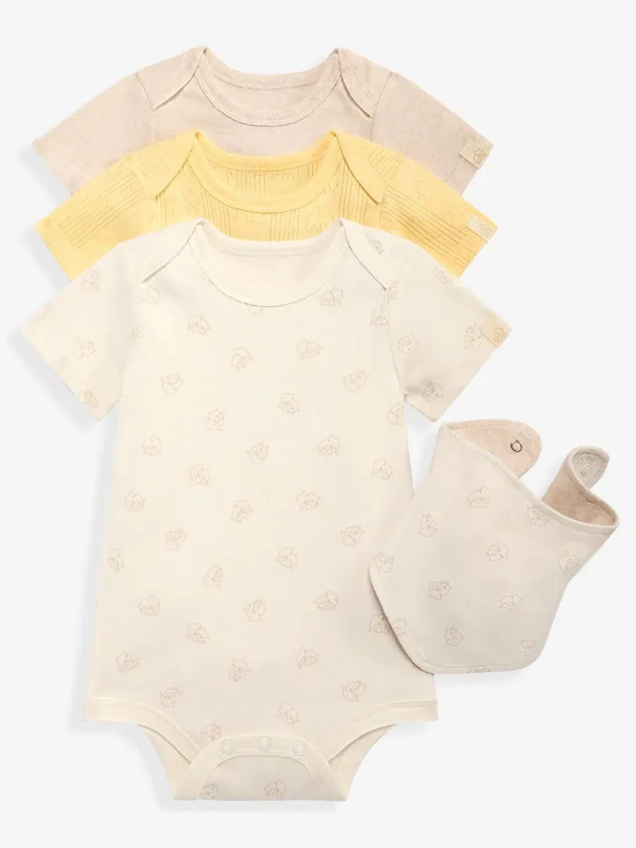 Комплект из 3 боди с коротким рукавом и слюнявчиком, Everyday Baby Essentials First Impressions