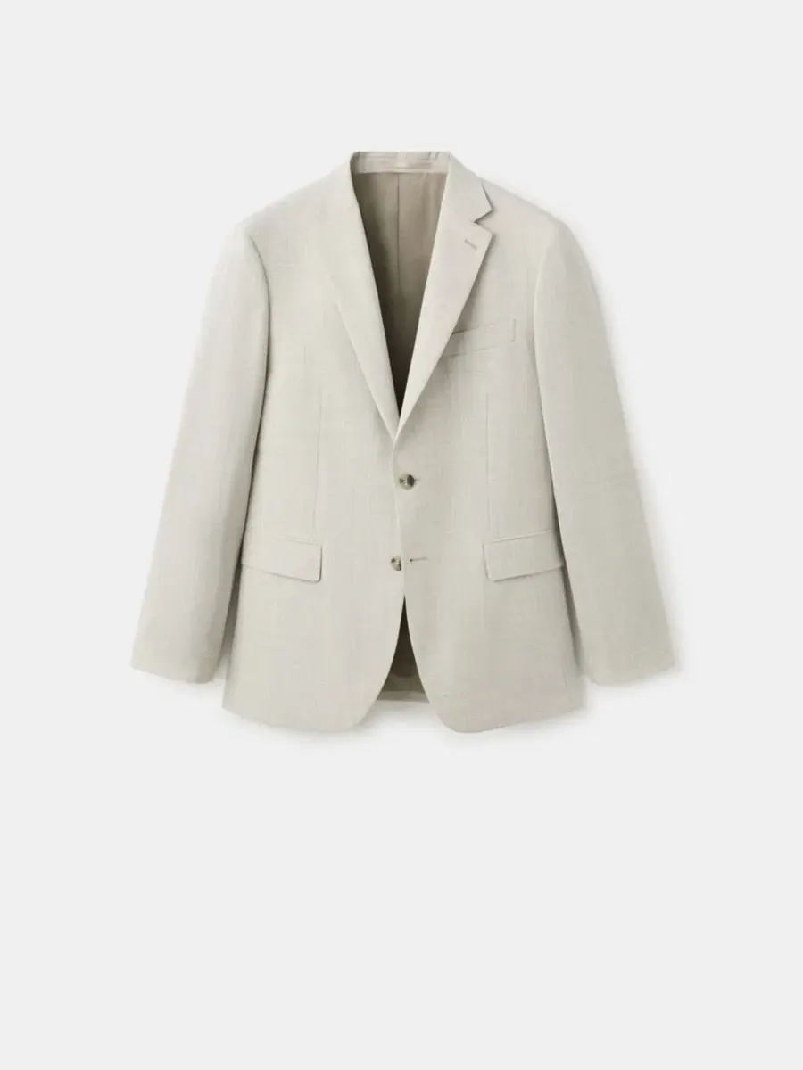 Пиджак из шерсти Slim Fit, Mango — изображение 3 из 3, бежевый