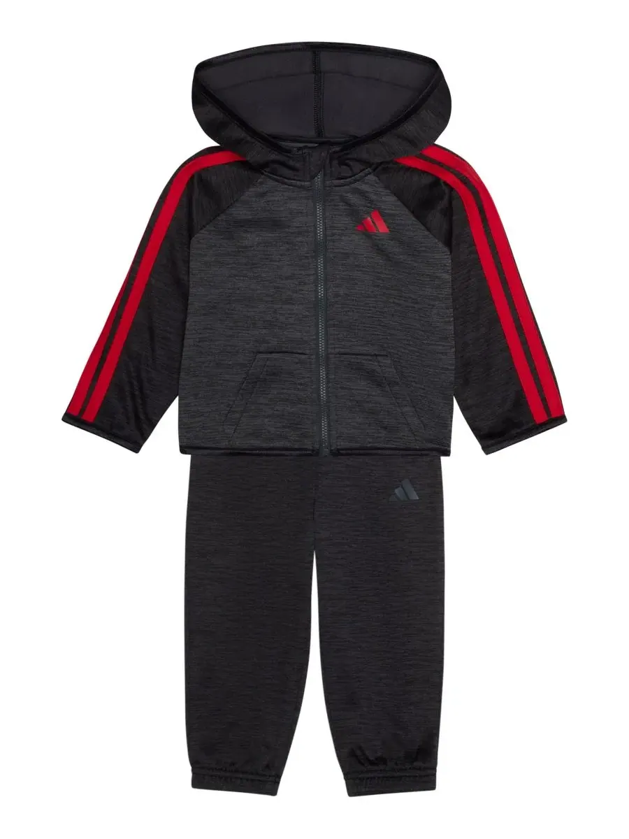 Комплект из худи и джоггеров с флисом, с длинным рукавом adidas — изображение 3 из 5, черный/красный