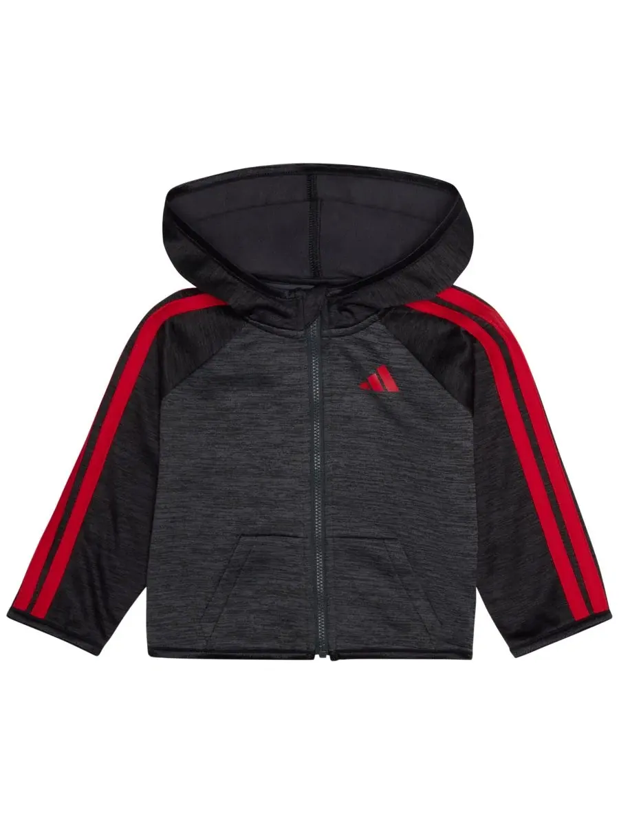 Комплект из худи и джоггеров с флисом, с длинным рукавом adidas — изображение 4 из 5, черный/красный