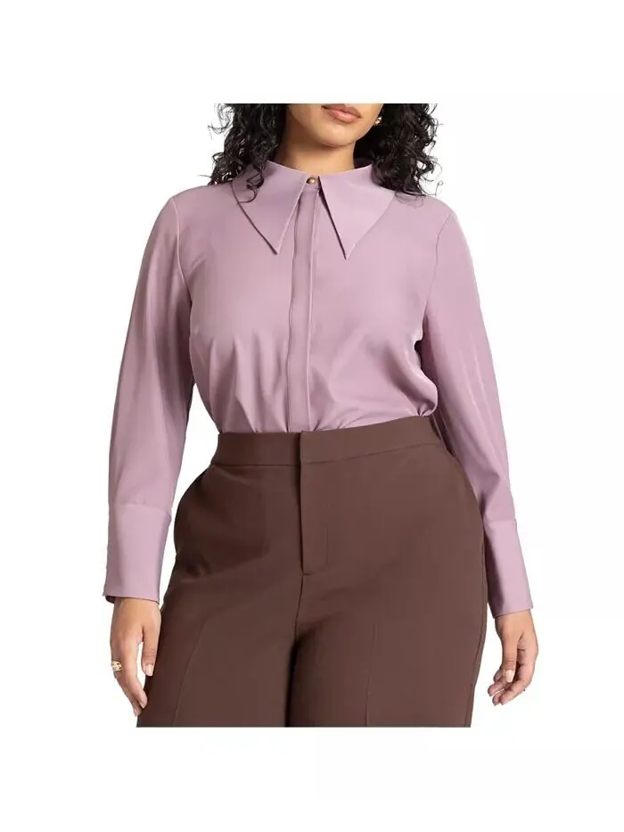 Рубашка на пуговицах с острым воротником больших размеров ELOQUII