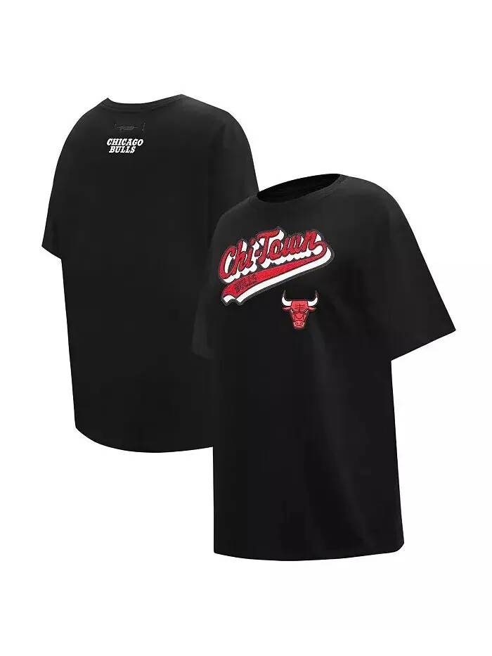 Черная женская футболка бойфренда Chicago Bulls Script Pro Standard — черный