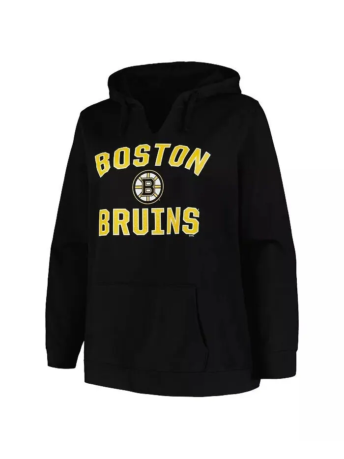 Женский черный пуловер с капюшоном Boston Bruins размера плюс с аркой и логотипом Profile — изображение 2 из 3